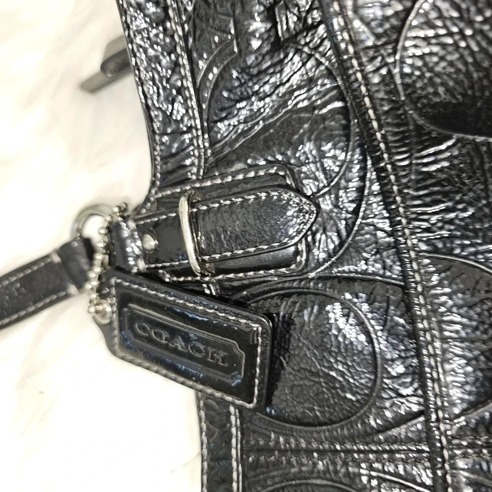 Coach Gallery Embossed Patent Leather shoulder Bag Black #19462 EUC